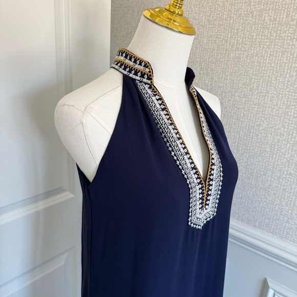 THML Midnight Blue Halter Women’s Dress with Decorative Trim XS - Picture 3 of 8